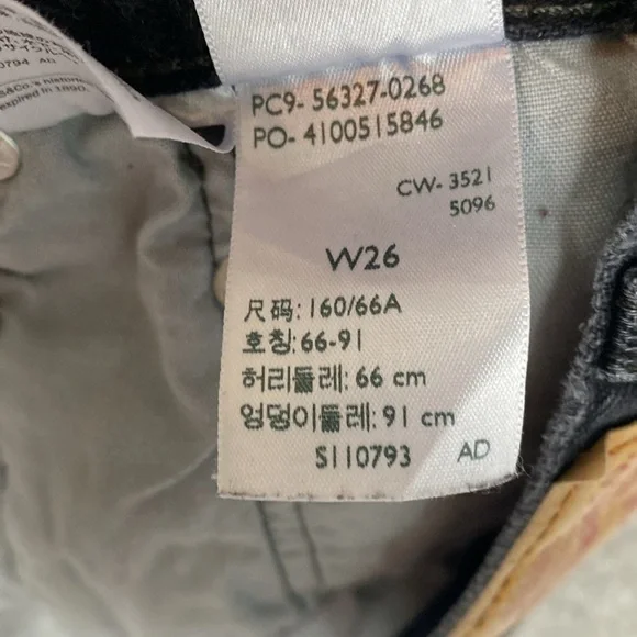 Levi's 501 Distressed Black Denim Shorts 26 1.5" inseam coastal cowgirl edgy - Picture 4 of 11